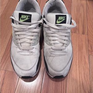 Nike Men's White and Black Sneakers with Green Accents